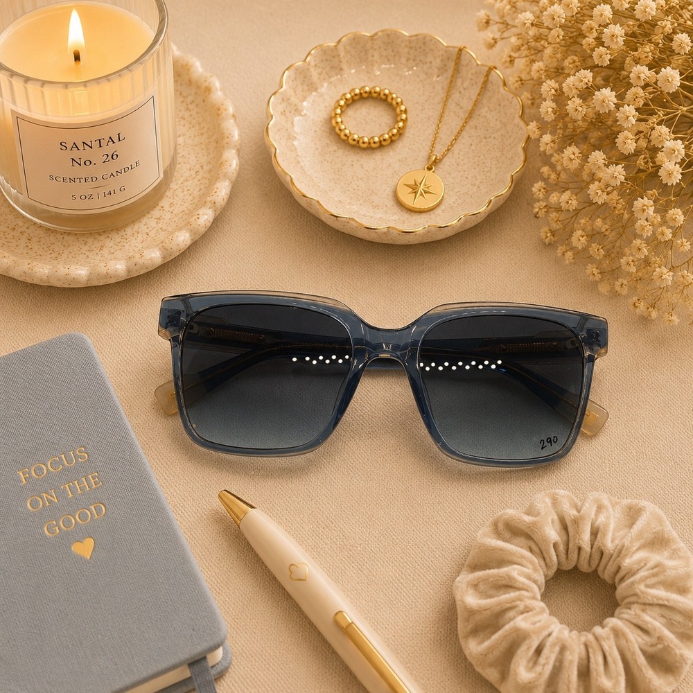 Coco and Breezy Womens Designer Sunglasses Blue Tinted Lens Square Frame Eyewear